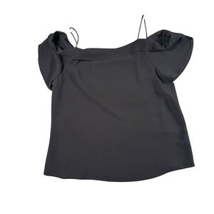 Naked Zebra Off Shoulder‎ Top M Y2K Ruffle Sleeve Black Baddie